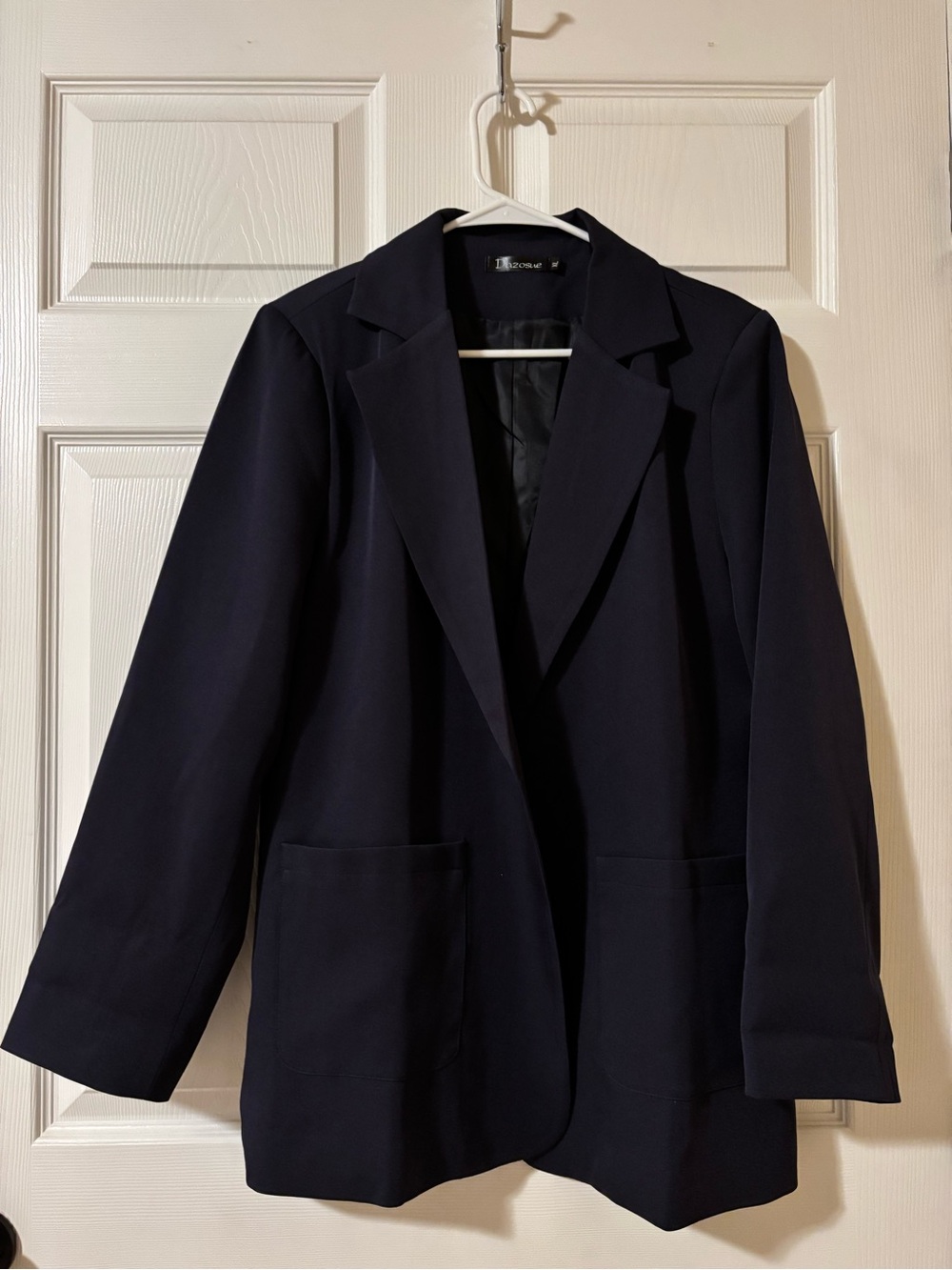 Classic Women's Navy Blazer Jacket - Casual Tailored Coat